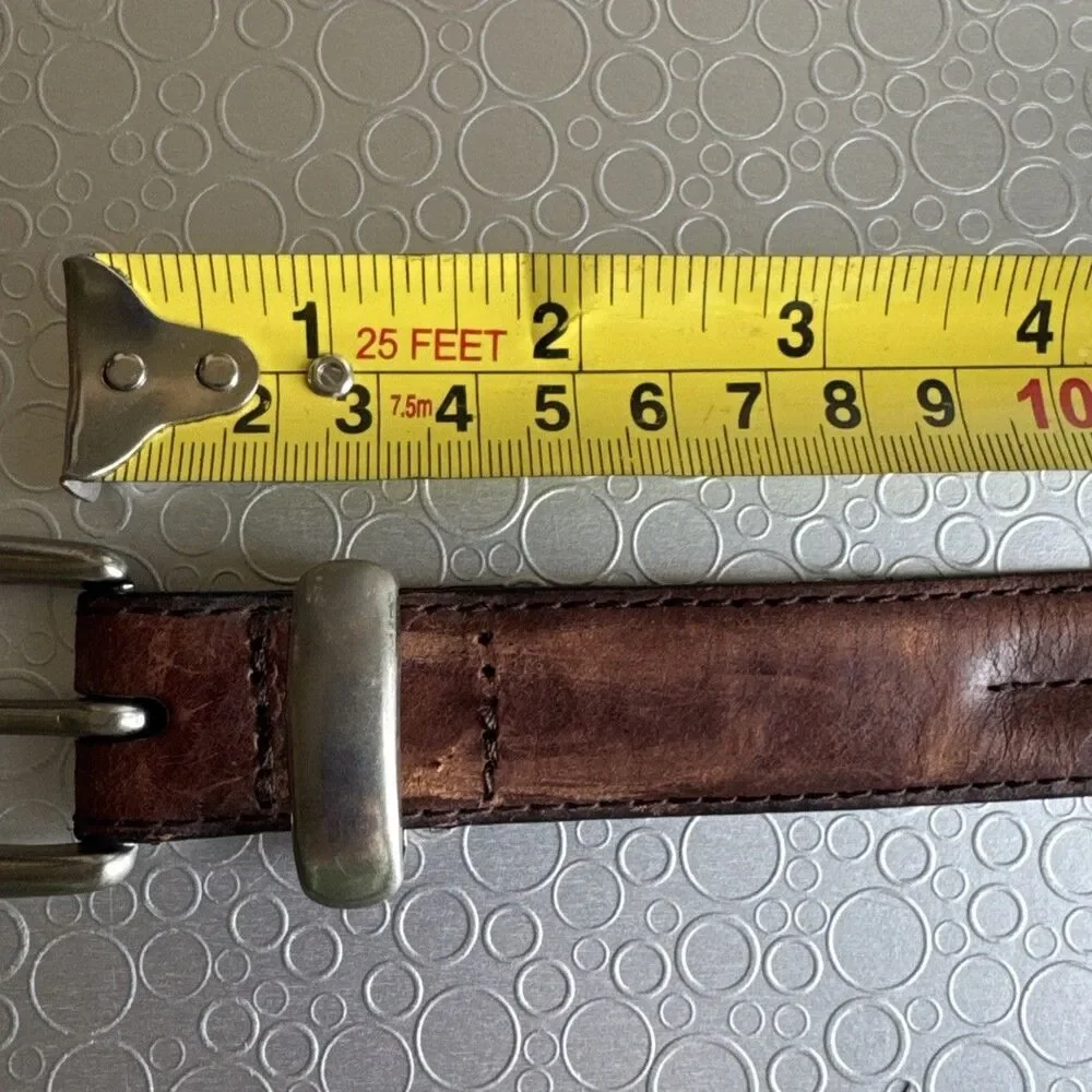 Vintage Unbranded Ranger Belt 3pc Metal Buckle Set 31 32 33 Skinny Boho Western